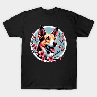 Portuguese Podengo Welcomes Spring with Cherry Blossoms T-Shirt